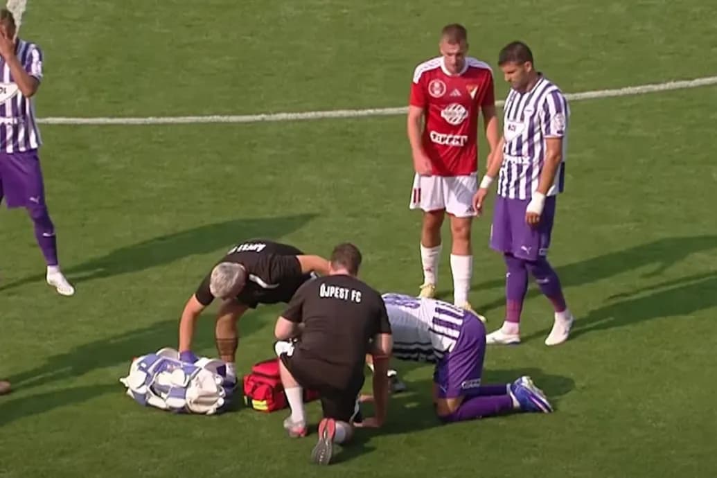Rosszul lett az Újpest csapatkapitánya a vasárnapi hőségben játszott focimeccsen
