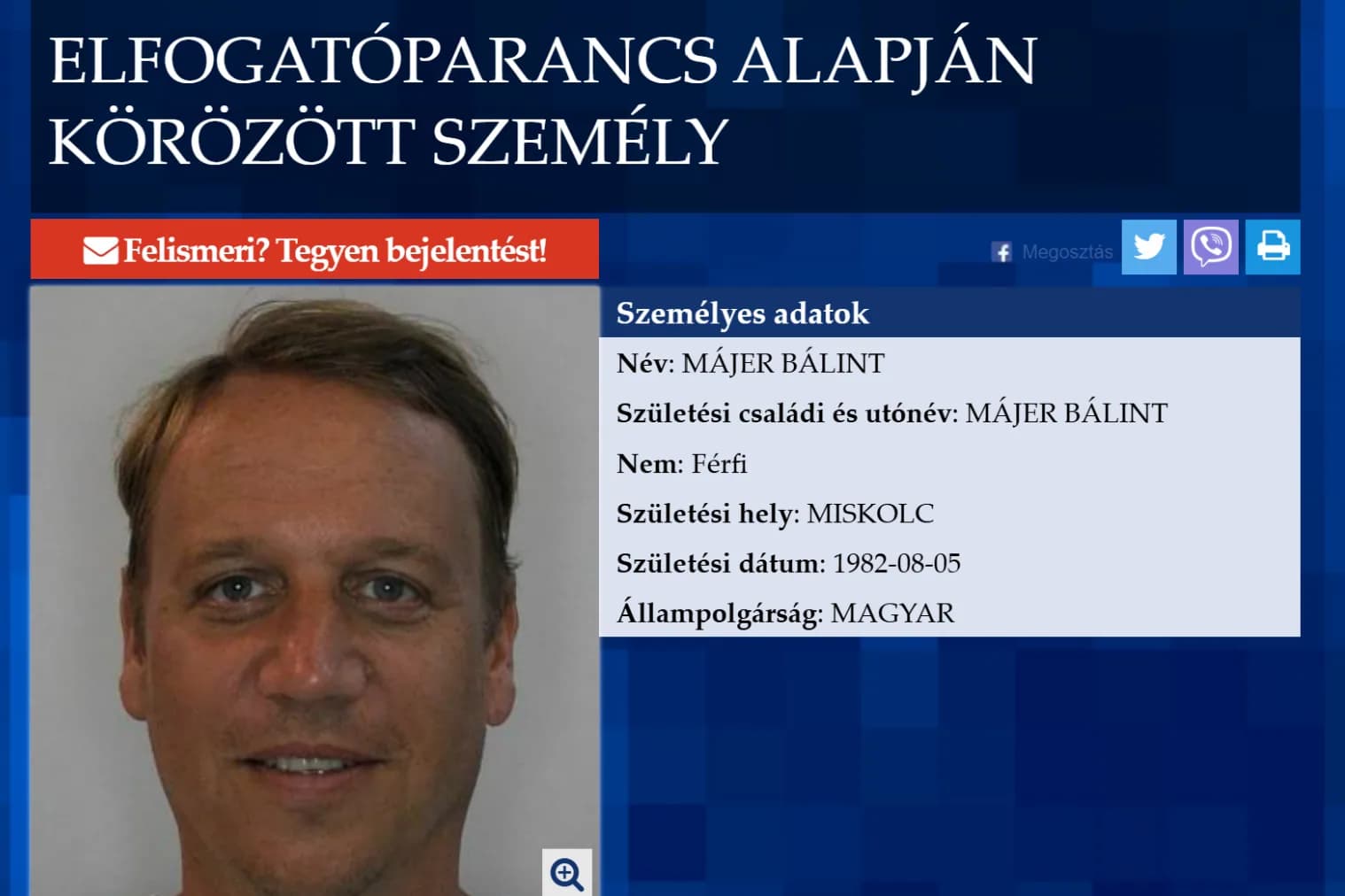 Haza fog jönni Magyarországra Májer Bálint
