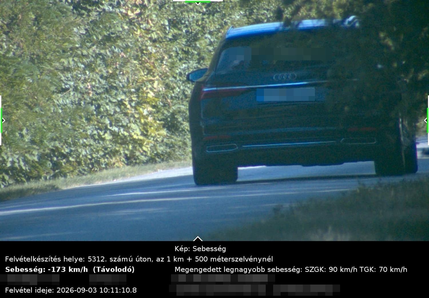 173 km/órával száguldott el a traffi előtt az Audi sofőrje! Ekkora bírságot kaphatott!
