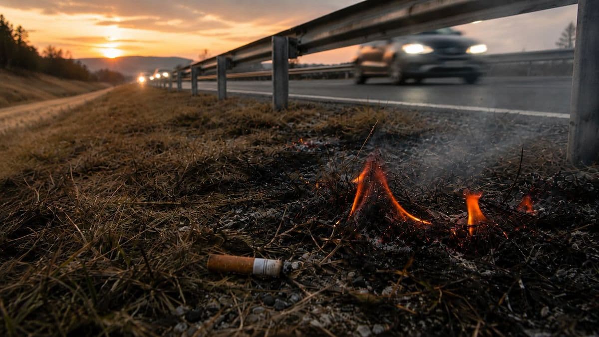 Egy eldobott cigarettacsikk is lángra lobbanthatja a száraz növényzetet a sztráda mellett