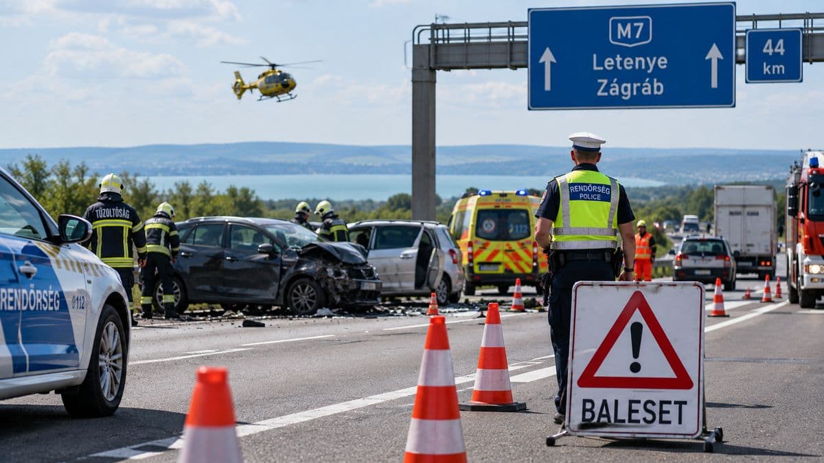 Súlyos baleset az M7-es autópályán, teljes pályazár van érvényben