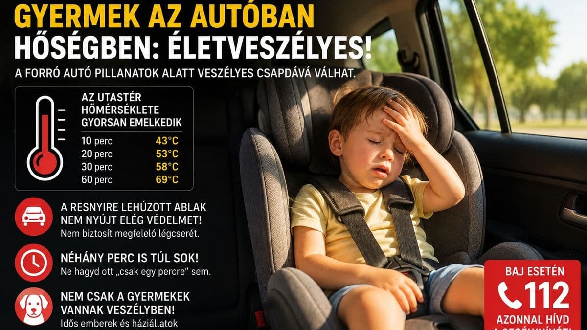 Résnyire lehúzott ablak sem elég: ezért életveszélyes bárkit a forró autóban hagyni