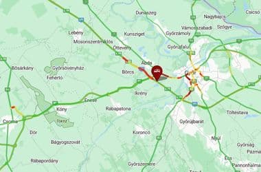 Négy autó ütközött az M1-esen Győrnél, több kilométeres a torlódás