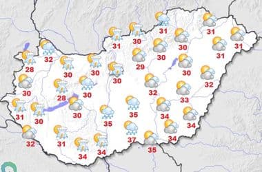 Északnyugat felől érkezik az enyhülés, zivatarok miatt adtak ki veszélyjelzést