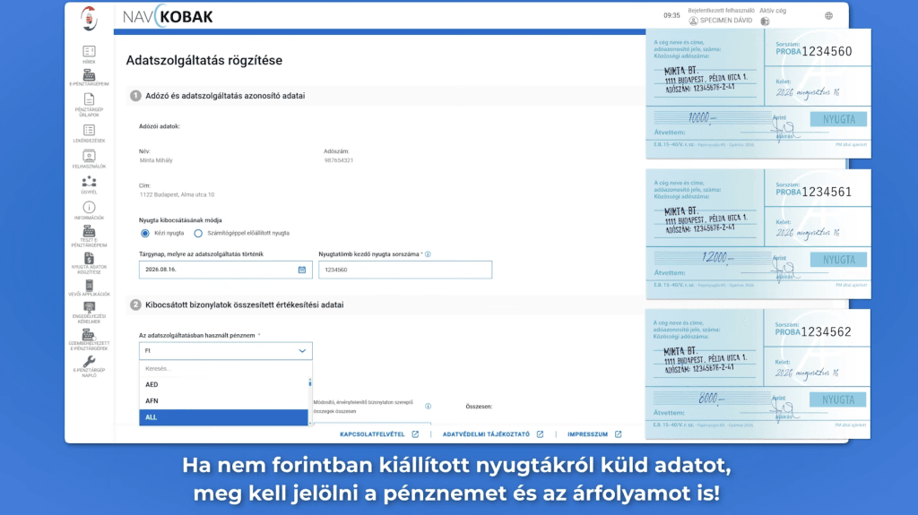 A nyugtaadatok beküldéséről készített oktatóvideót a NAV