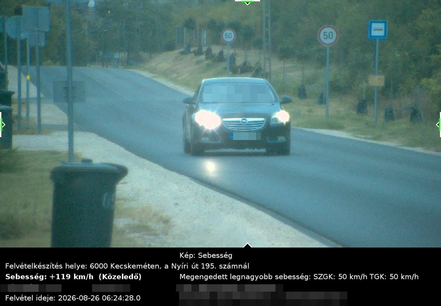 50 helyett 119 km/órával száguldott az Opel sofőrje: mutatjuk, mennyit kapott!